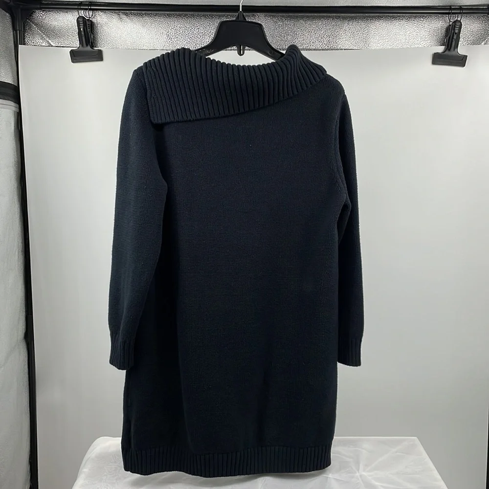 Y2k Black cable knit shawl collar tunic sweater Size Extra Large